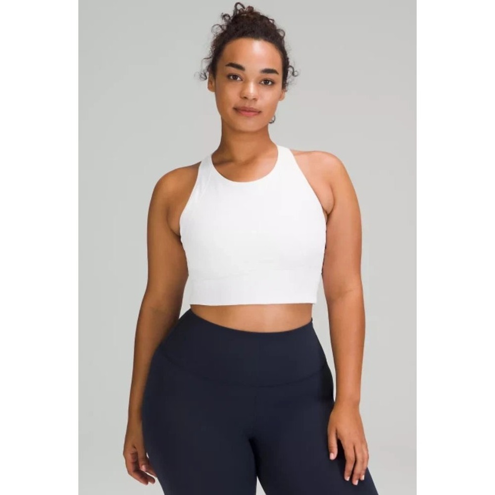 Lululemon Ebb to Train Racerback Long Line Bra Size 10 White Yoga Gym Training